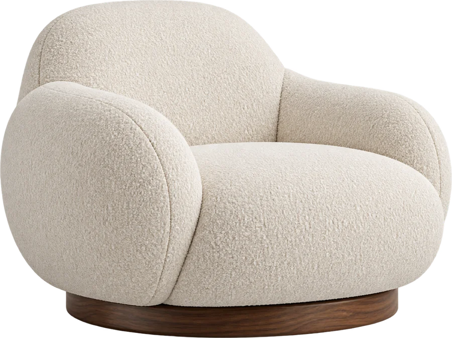 Sculptural ivory boucle lounge chair concept