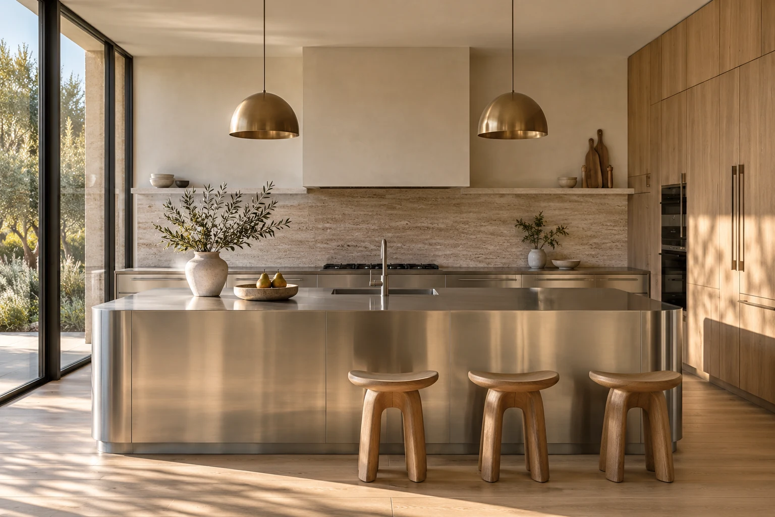 Luxury brushed stainless steel kitchen — AI-created design inspiration