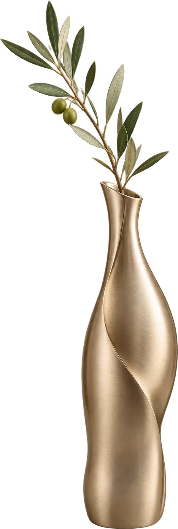 Champagne bronze vessel with an olive branch concept