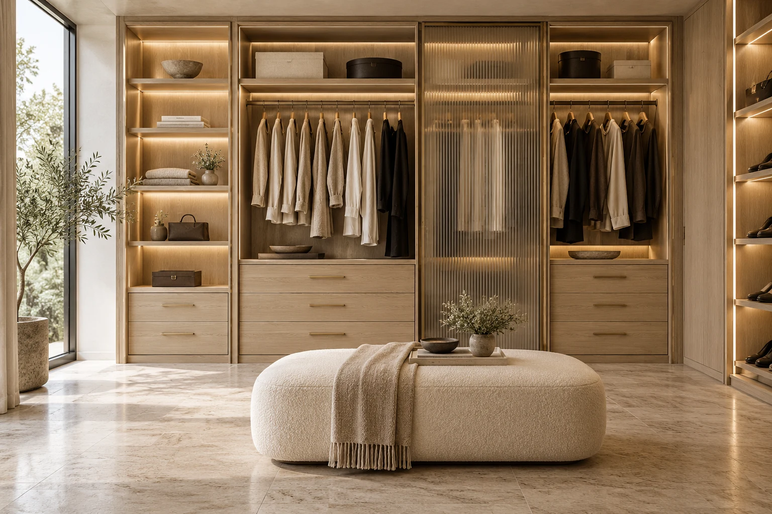 Bespoke pale oak dressing room — AI-created design inspiration